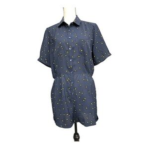 MELLODAY Navy and Yellow Patterned Romper Size L